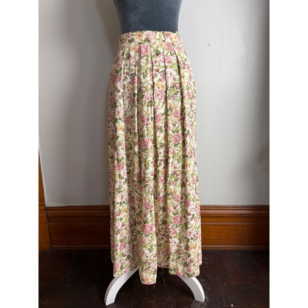 Charter Club Vintage Floral Maxi‎ Skirt Pleated Rayon Cottagecore euro summer 12